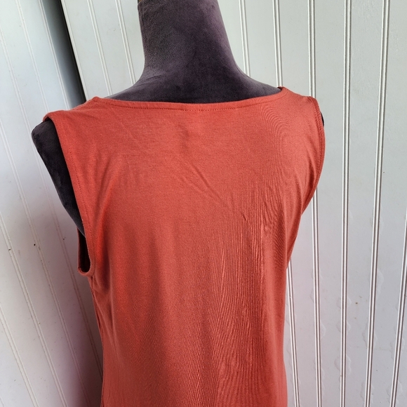 Chicos Orange Tank Shift Dress Stretch Hi-Low Sleveless Round Neck Modest 1 (M) - Picture 6 of 11